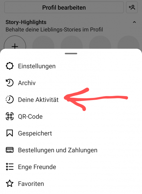 Deine Aktivität in Instagram