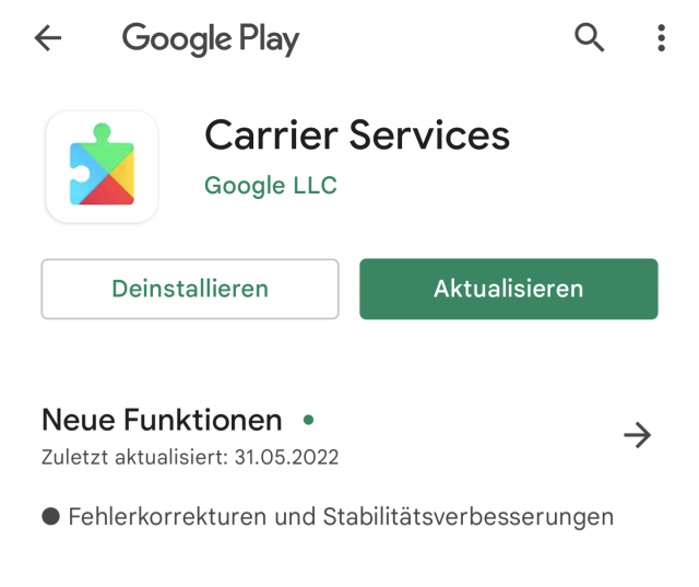 Google Carrier Services aktualisieren