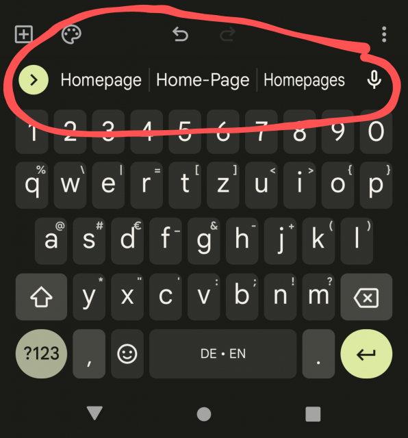 GBoard Tastatur Wort Vorschlagsleiste