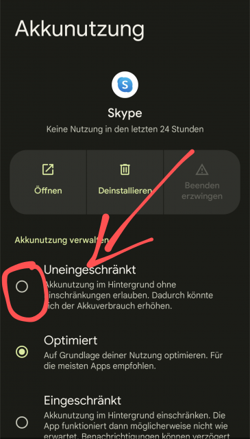 Skype Akku Optimierung