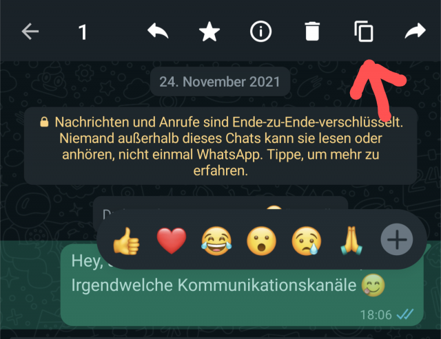 WhatsApp Text kopieren