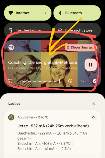 Spotify Player unter Statusleiste