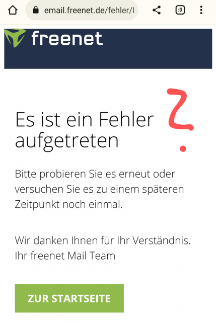 Freenet Fehler beim Abruf von Mails