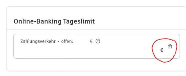 Sparkasse Temporäres Tageslimit anheben nicht möglich - Schloss Symbol