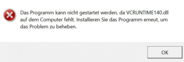 VCruntime dll fehlt WIndows 10