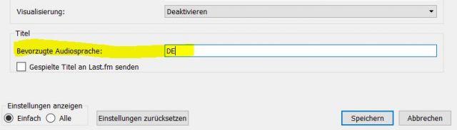VLC Media Player Bevorzugte DVD Tonspur einstellen