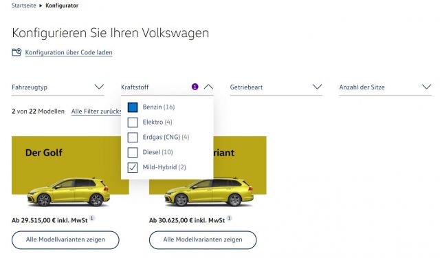 Volkswagen - Plugin Hybrid nicht konfigurierbar