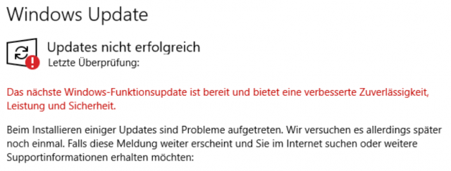 Windows 10 Update Fehler
