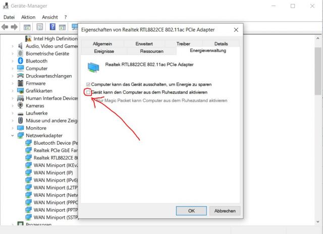 Windows 10 Wake on Lan aktivieren