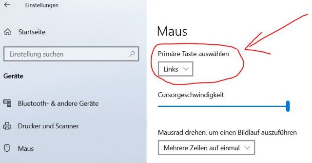 Windows 10 & Windows 11 primäre Maustaste anpassen