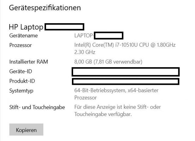 Windows 11 Gerätespezifikationen