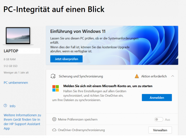 Windows 11 Test für Systemanforderungen
