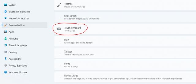 Touch Tastatur in Windows 11 aktivieren