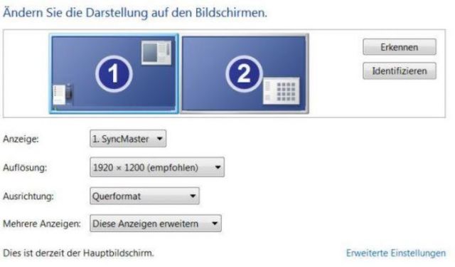 Zwei Monitore Einstellungen