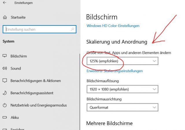 Auflösung und Skalierung anpassen in Windows