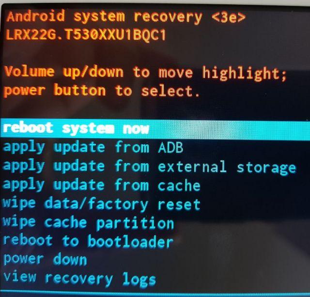 Recovery Menü Samsung Galaxy S9