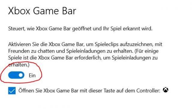 XBox Game Bar deaktivieren