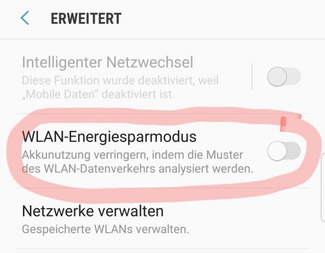 Aktivierung des W-LAN Energiesparmodus auf dem Samsung Galaxy S8