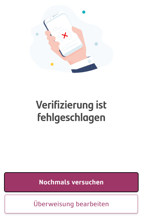 Überweisung fehlgeschlagen