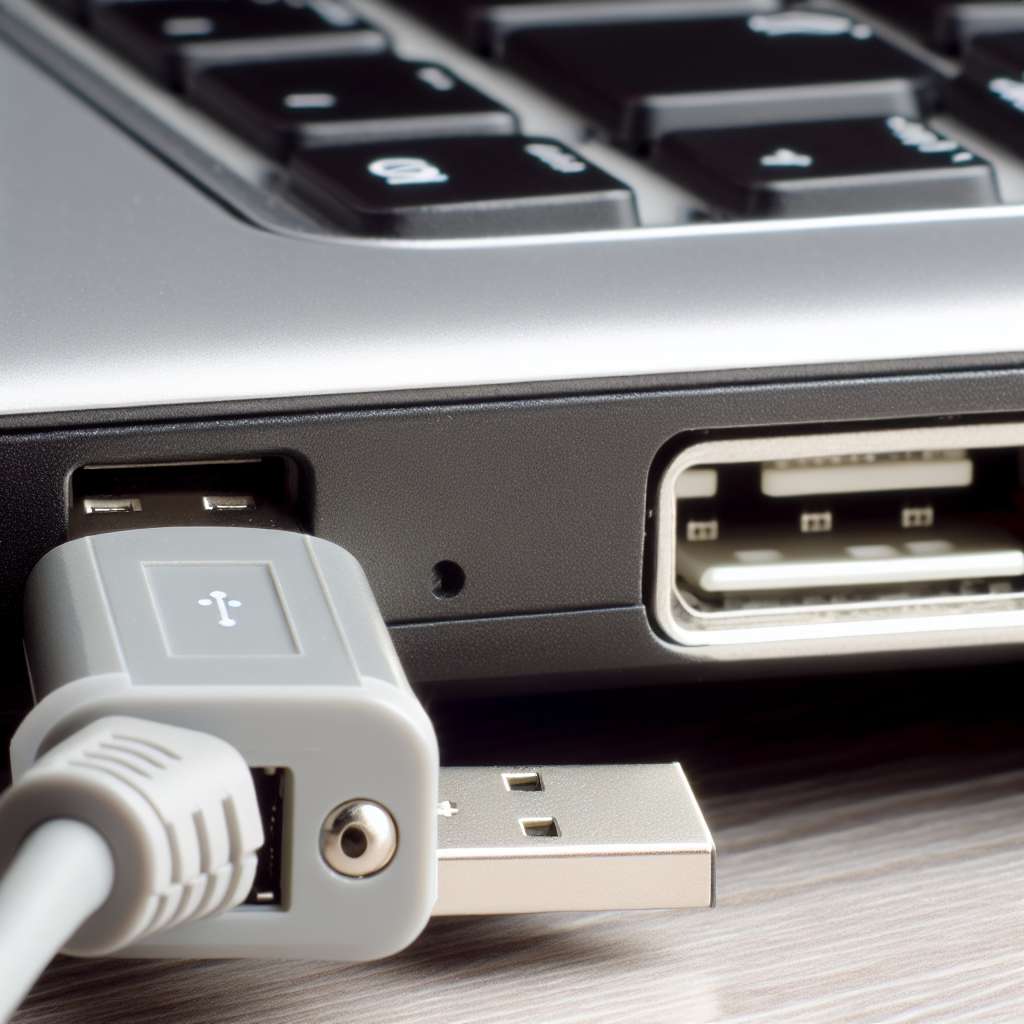 Laptop USB Port mit verbundener Stromquelle