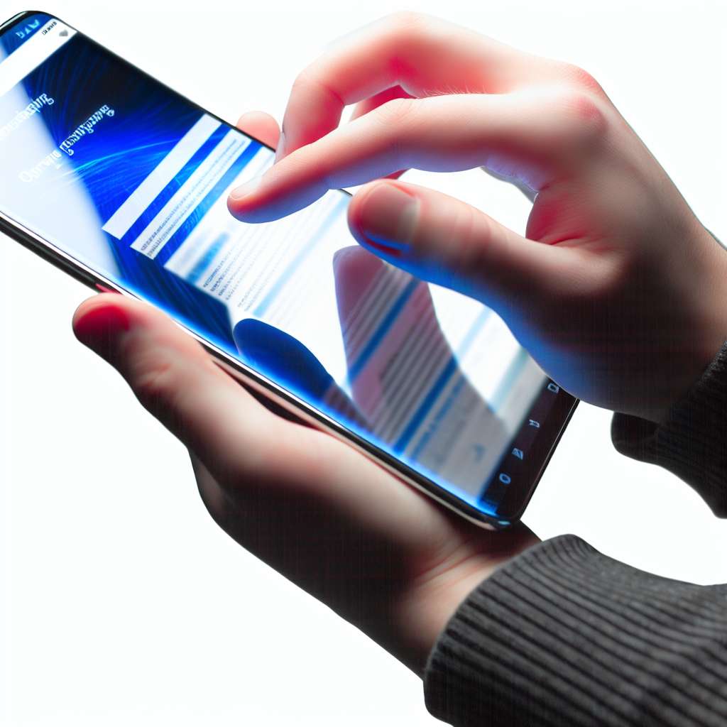 Person surft auf einem Samsung Galaxy Smartphone Webseiten