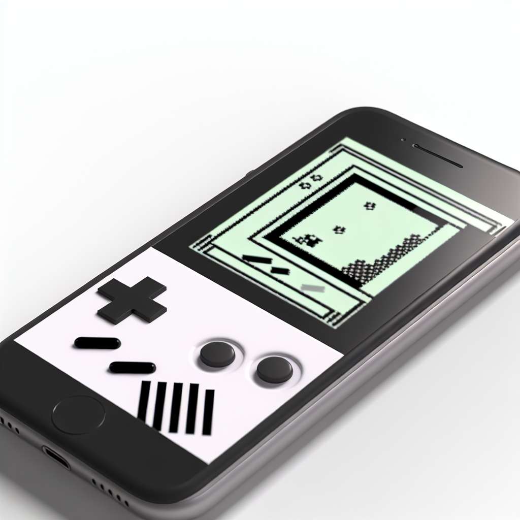 Smartphone, auf dem Gameboy Spiel gespielt wird.