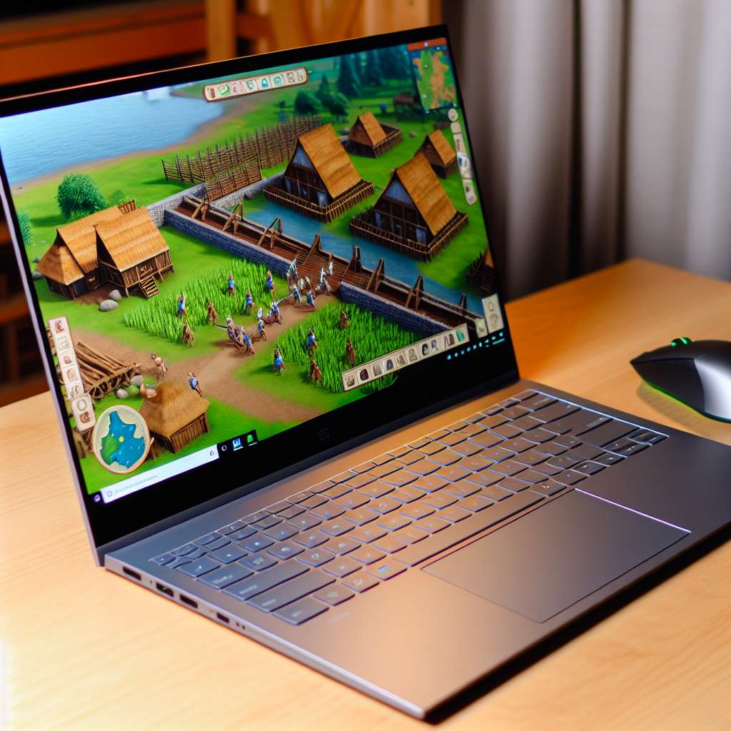 Windows 11 Laptop auf dem das Spiel 'Siedler iii