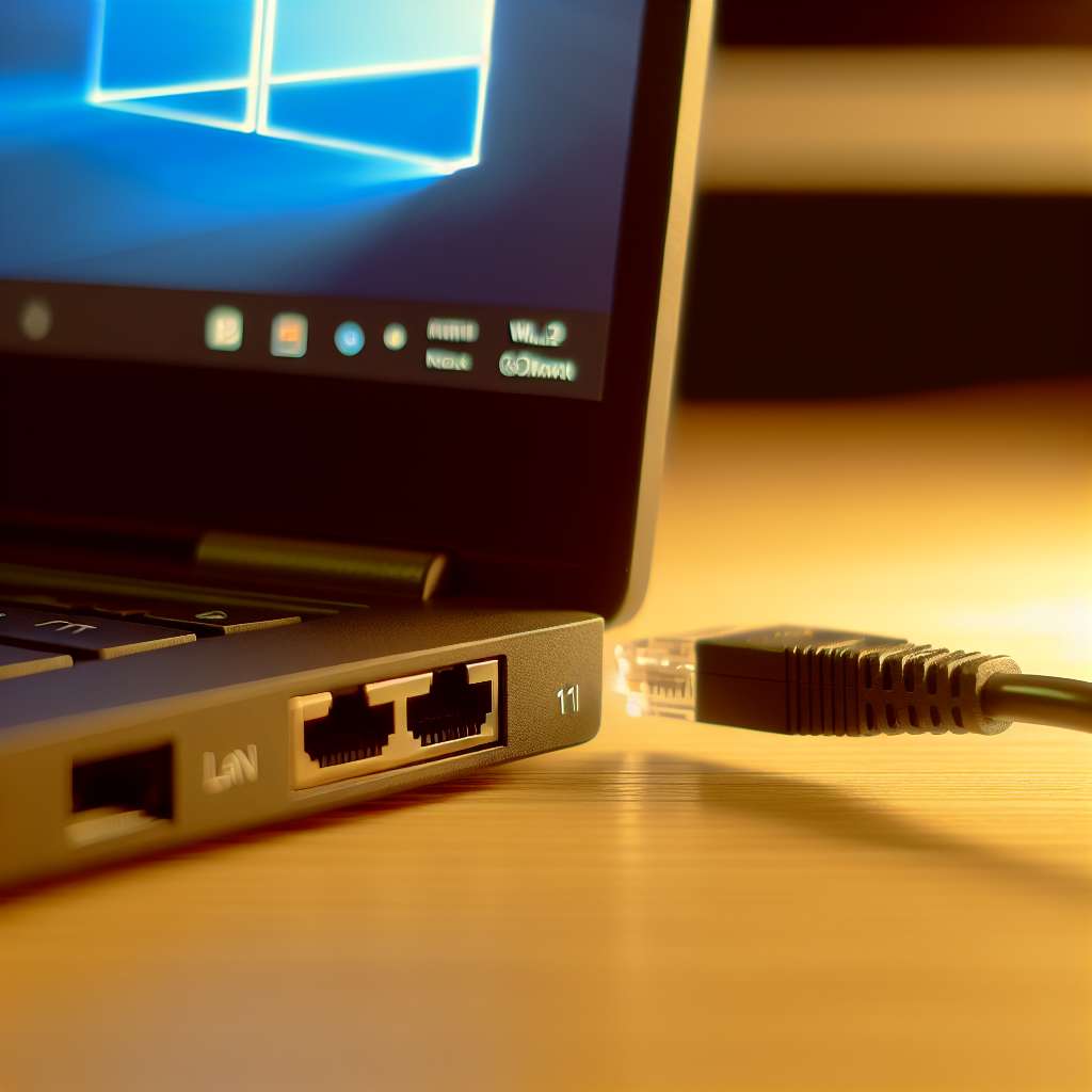 Windows 11 Laptop Fokus auf Lan Buchse