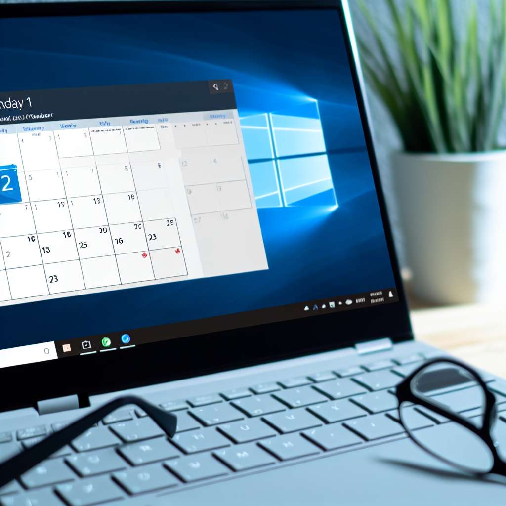 Windows 11 Laptop Kalender wird angezeigt auf Bildschirm