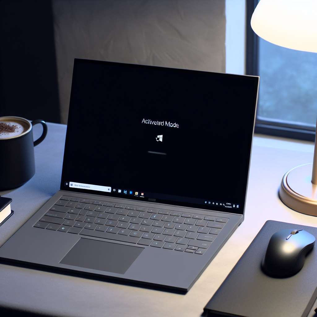 Windows 11 Laptop mit aktiviertem Dark Mode