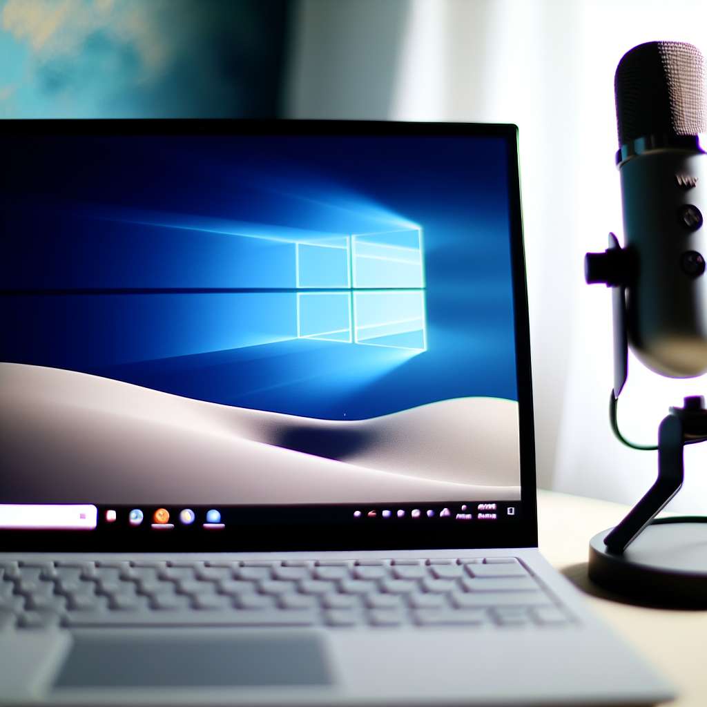 Windows 11 Laptop mit angeschlossenem Mikrofon