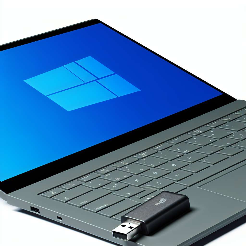 Windows 11 Laptop mit angeschlossenem USB Stick an der seite