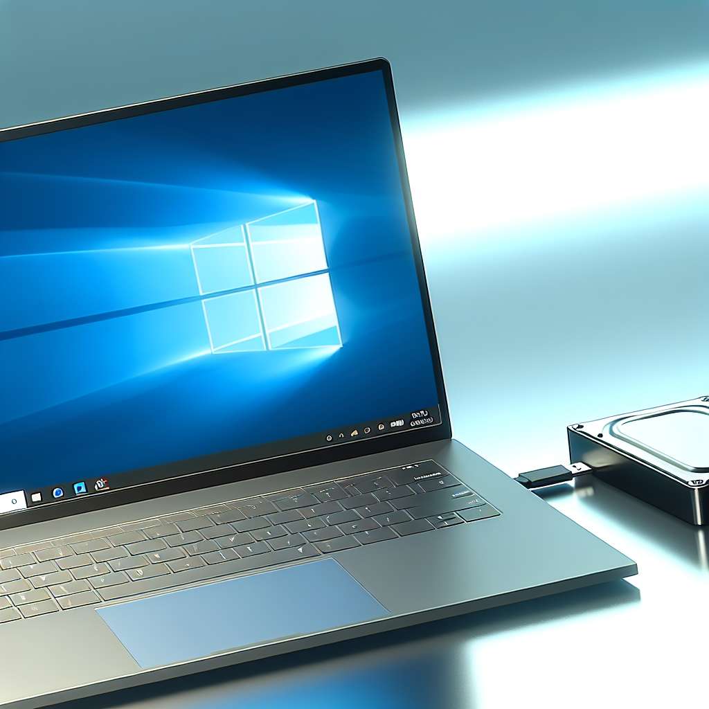 Windows 11 Laptop mit angeschlossener Festplatte