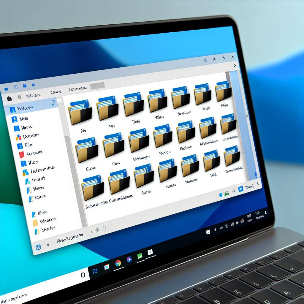Windows 11 Laptop mit Dateiexplorer und angezeigten Miniaturbildern