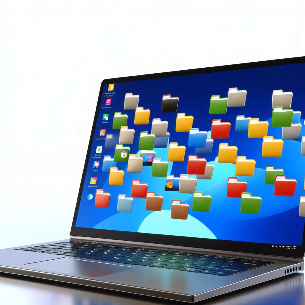 Windows 11 Laptop mit Ordner Symbolen auf dem Bildschirm