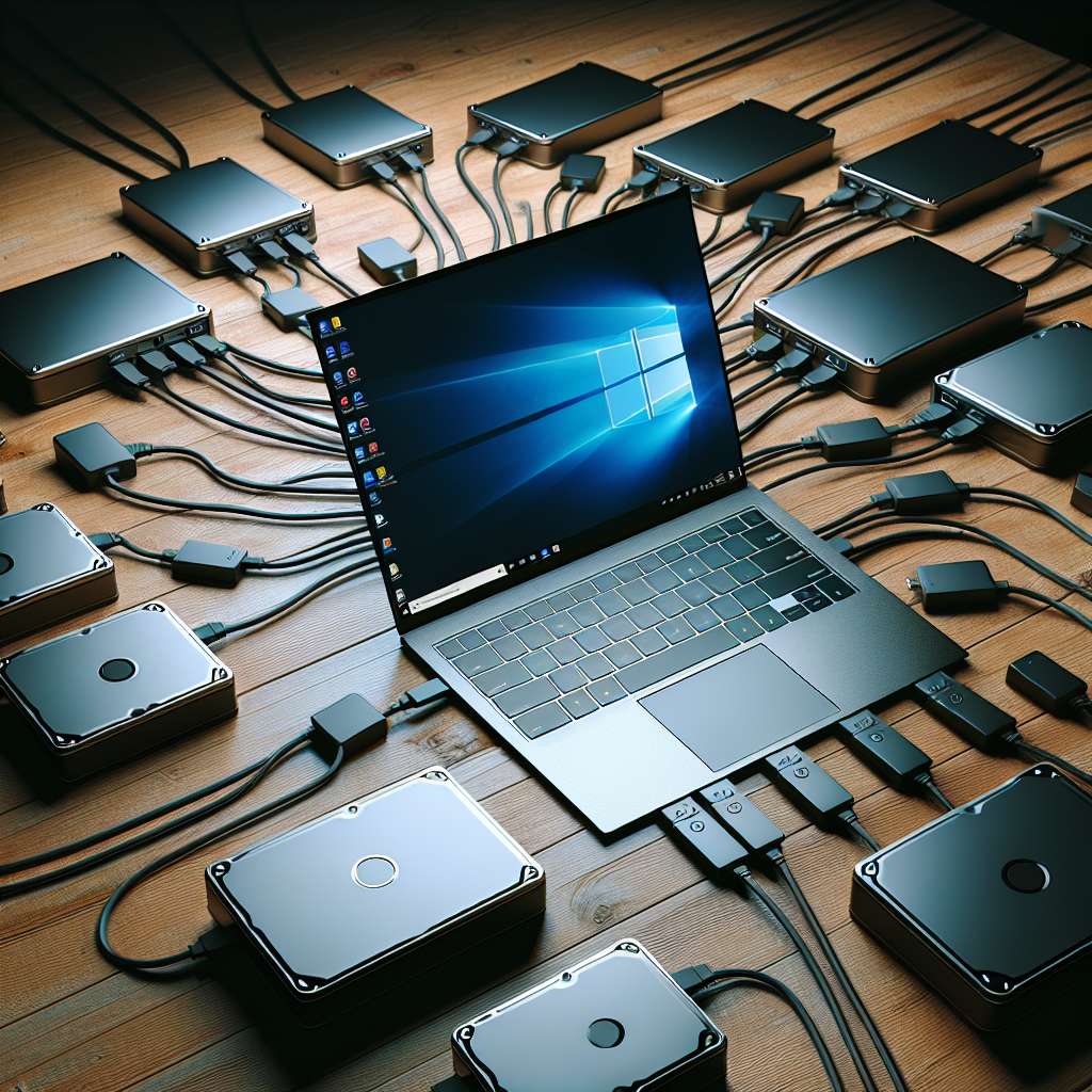 WIndows 11 Laptop mit sehr vielen angeschlossenen externen Festplatten