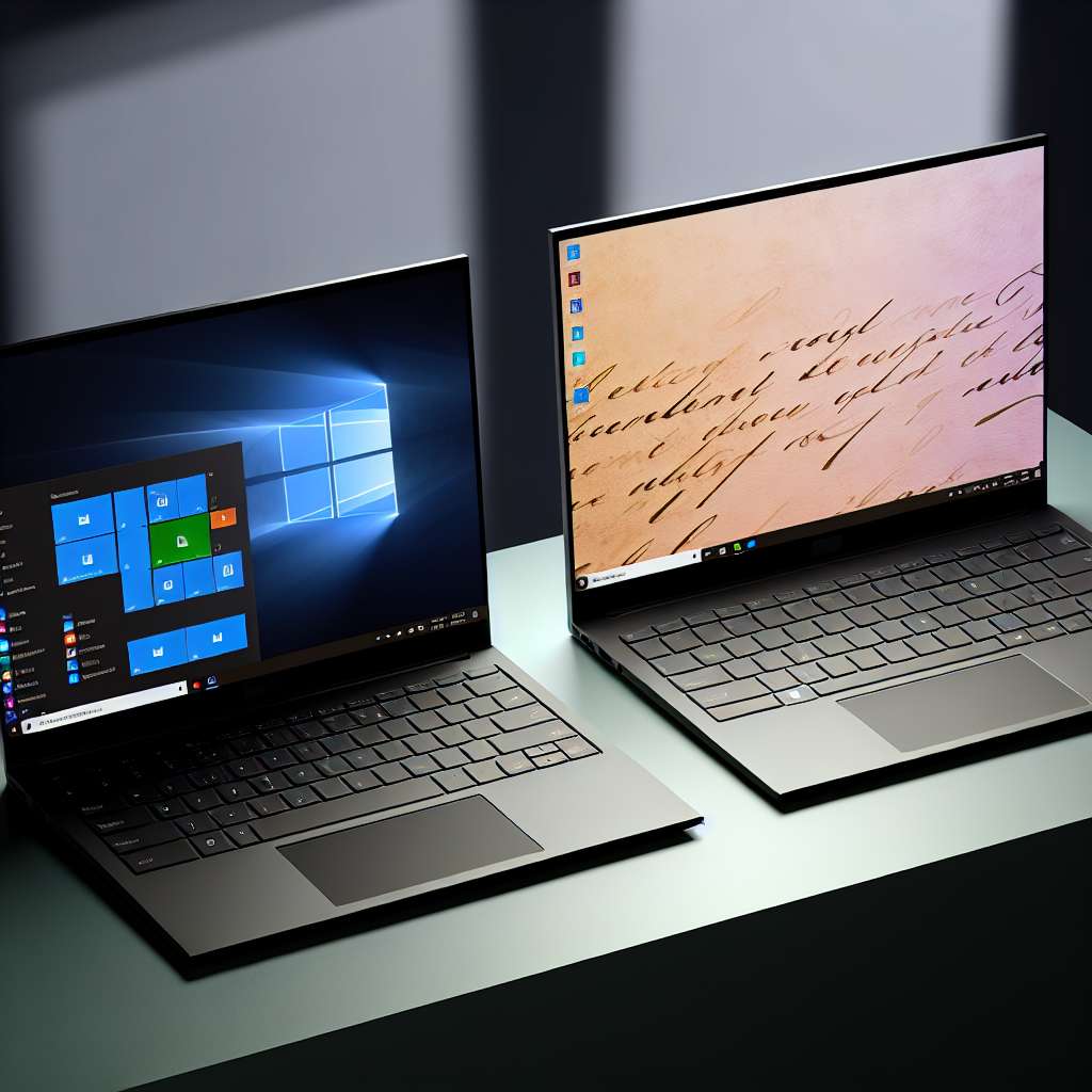 Zwei Windows 11 Laptops einer im Dark Mode, der andere im Standard Hell Modus